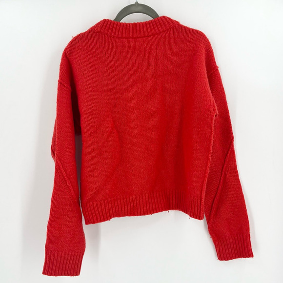 Tory Burch Womens Cropped Sweater Orange Solid Long Sleeve Crew Neck Pullover XS - Picture 3 of 7